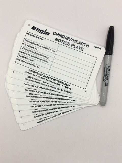 Regin Products REG P33 Chimney/Hearth Labels (10)